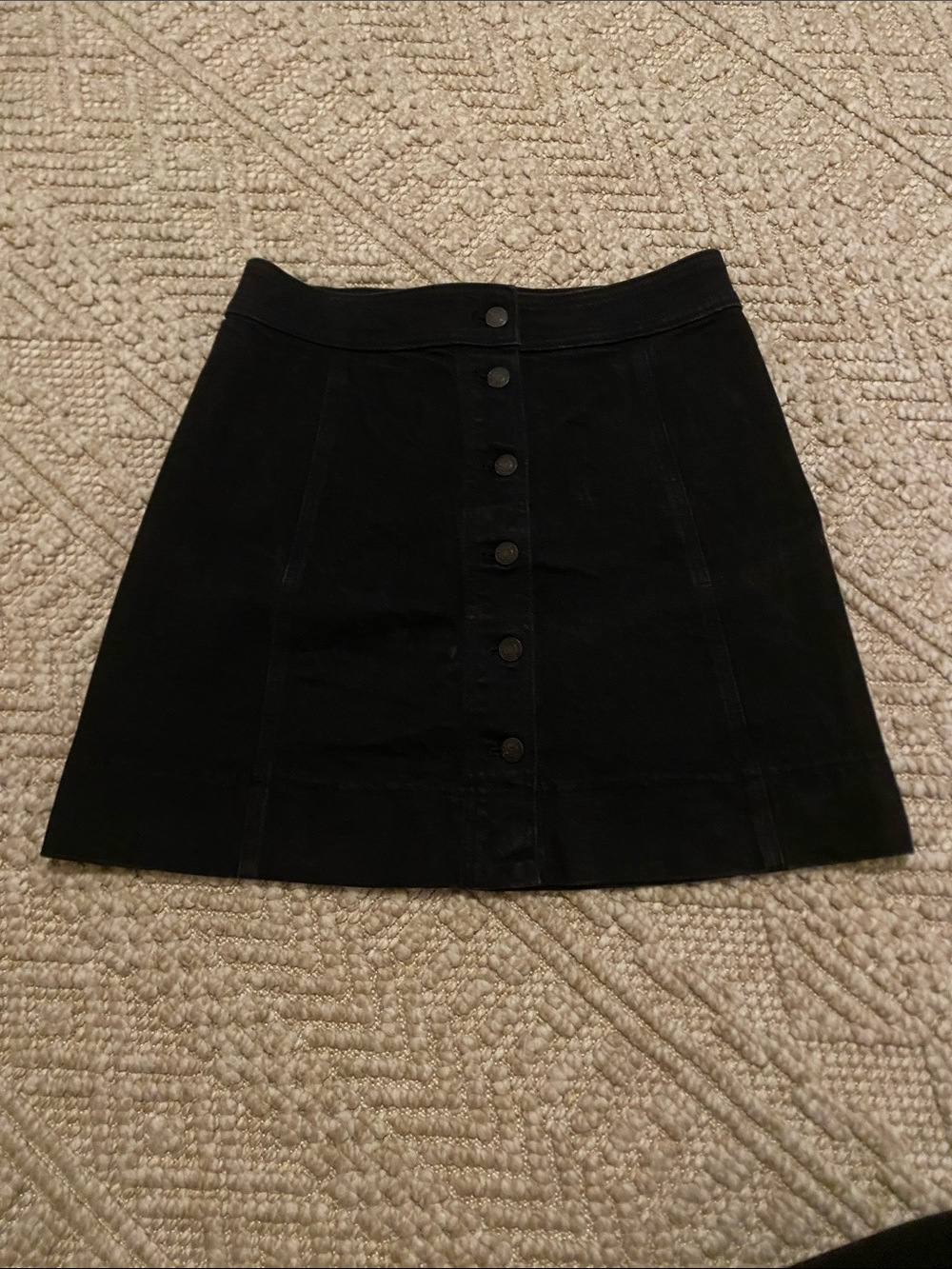 J Crew Mercantile Black Button-Front A-Line Skirt